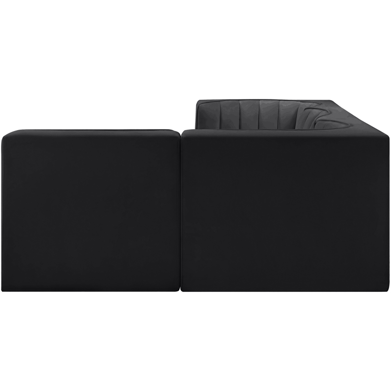 Meridian Furniture Rummi Black Velvet Performance Fabric 4pc. Modular Sectional
