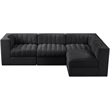 Meridian Furniture Rummi Black Velvet Performance Fabric 4pc. Modular Sectional