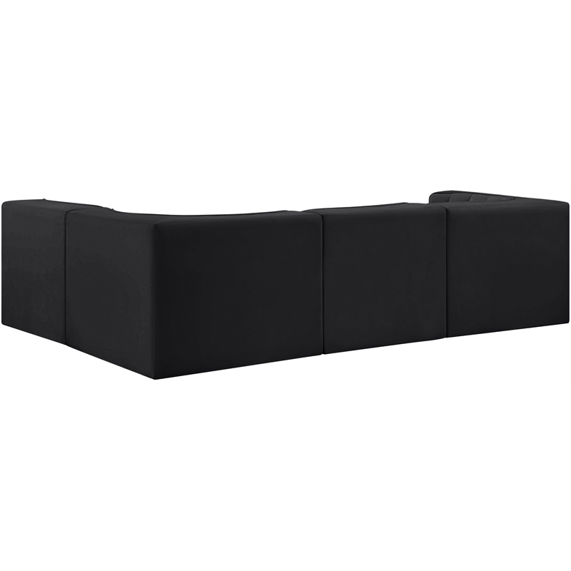 Meridian Furniture Rummi Black Velvet Performance Fabric 4pc. Modular Sectional