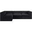 Meridian Furniture Rummi Black Velvet Performance Fabric 4pc. Modular Sectional
