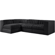 Meridian Furniture Rummi Black Velvet Performance Fabric 4pc. Modular Sectional