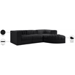 Meridian Furniture Rummi Black Velvet Performance Fabric 4pc. Modular Sectional