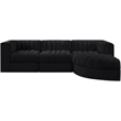 Meridian Furniture Rummi Black Velvet Performance Fabric 4pc. Modular Sectional