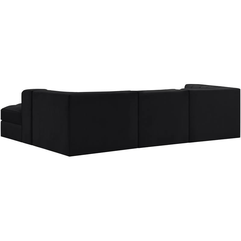 Meridian Furniture Rummi Black Velvet Performance Fabric 4pc. Modular Sectional