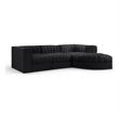 Meridian Furniture Rummi Black Velvet Performance Fabric 4pc. Modular Sectional