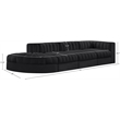 Meridian Furniture Rummi Black Velvet Performance Fabric 4pc. Modular Sectional