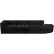 Meridian Furniture Rummi Black Velvet Performance Fabric 4pc. Modular Sectional