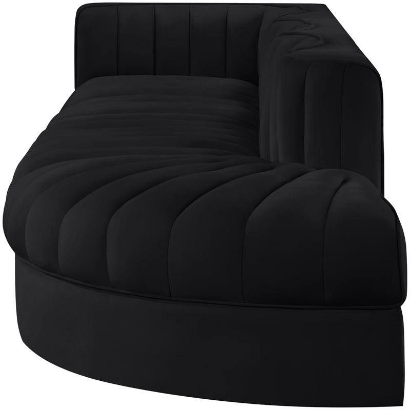 Meridian Furniture Rummi Black Velvet Performance Fabric 4pc. Modular Sectional