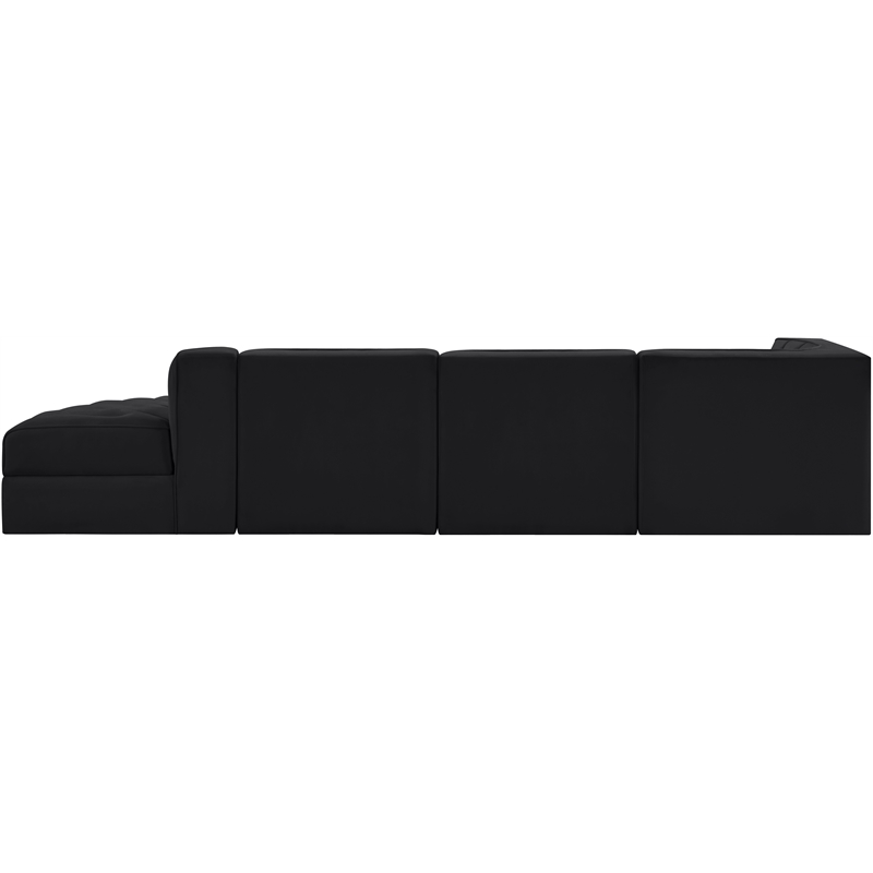 Meridian Furniture Rummi Black Velvet Performance Fabric 4pc. Modular Sectional