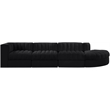 Meridian Furniture Rummi Black Velvet Performance Fabric 4pc. Modular Sectional