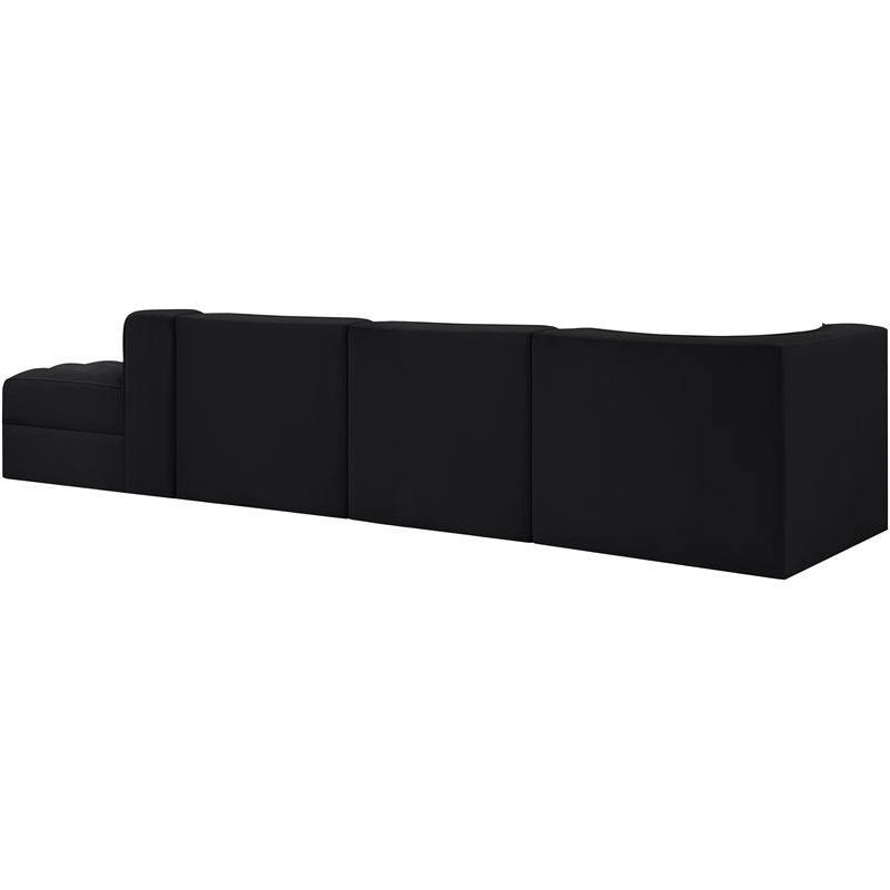 Meridian Furniture Rummi Black Velvet Performance Fabric 4pc. Modular Sectional