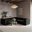 Meridian Furniture Rummi Black Velvet Performance Fabric 5pc. Modular Sectional