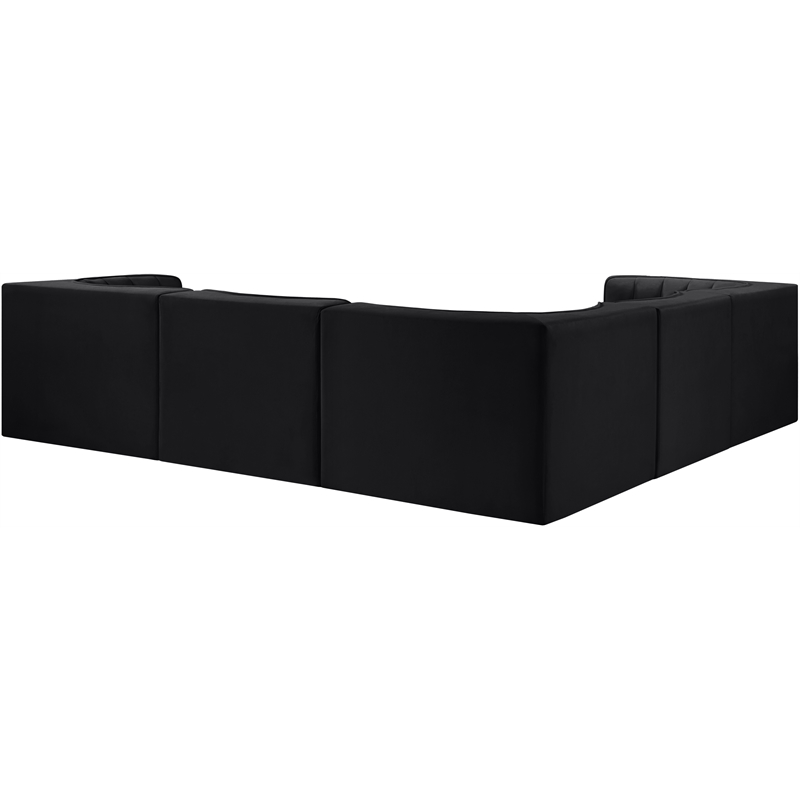 Meridian Furniture Rummi Black Velvet Performance Fabric 5pc. Modular Sectional