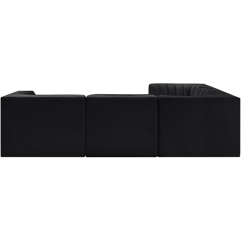 Meridian Furniture Rummi Black Velvet Performance Fabric 5pc. Modular Sectional