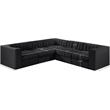 Meridian Furniture Rummi Black Velvet Performance Fabric 5pc. Modular Sectional