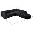 Meridian Furniture Rummi Black Velvet Performance Fabric 5pc. Modular Sectional
