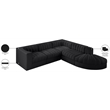 Meridian Furniture Rummi Black Velvet Performance Fabric 5pc. Modular Sectional