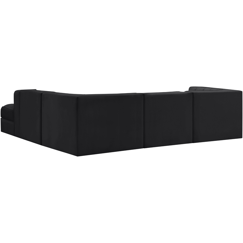 Meridian Furniture Rummi Black Velvet Performance Fabric 5pc. Modular Sectional
