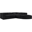 Meridian Furniture Rummi Black Velvet Performance Fabric 5pc. Modular Sectional