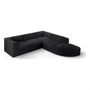 Meridian Furniture Rummi Black Velvet Performance Fabric 5pc. Modular Sectional