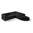 Meridian Furniture Rummi Black Velvet Performance Fabric 5pc. Modular Sectional