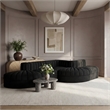 Meridian Furniture Rummi Black Velvet Performance Fabric 5pc. Modular Sectional
