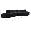 Meridian Furniture Rummi Black Velvet Performance Fabric 5pc. Modular Sectional