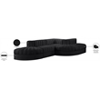Meridian Furniture Rummi Black Velvet Performance Fabric 5pc. Modular Sectional