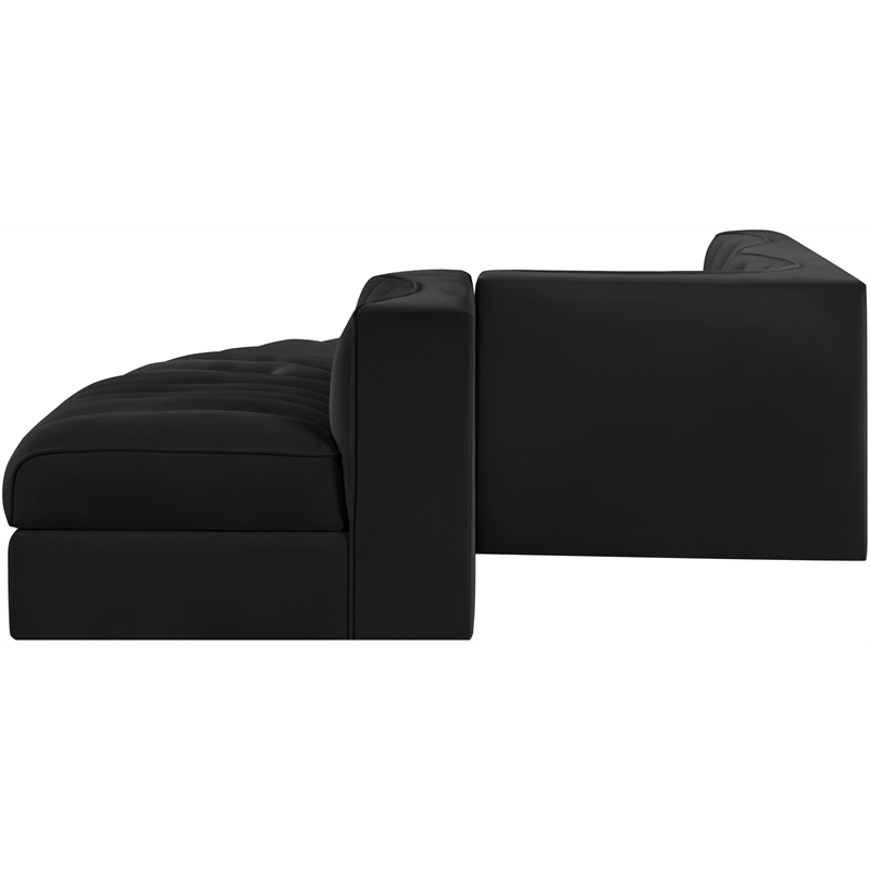 Meridian Furniture Rummi Black Velvet Performance Fabric 5pc. Modular Sectional