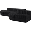 Meridian Furniture Rummi Black Velvet Performance Fabric 5pc. Modular Sectional