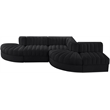 Meridian Furniture Rummi Black Velvet Performance Fabric 5pc. Modular Sectional