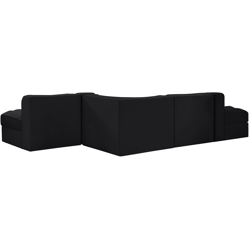 Meridian Furniture Rummi Black Velvet Performance Fabric 5pc. Modular Sectional