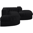 Meridian Furniture Rummi Black Velvet Performance Fabric 5pc. Modular Sectional