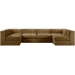 Meridian Furniture Rummi Saddle Velvet Performance Fabric 6pc. Modular Sectional