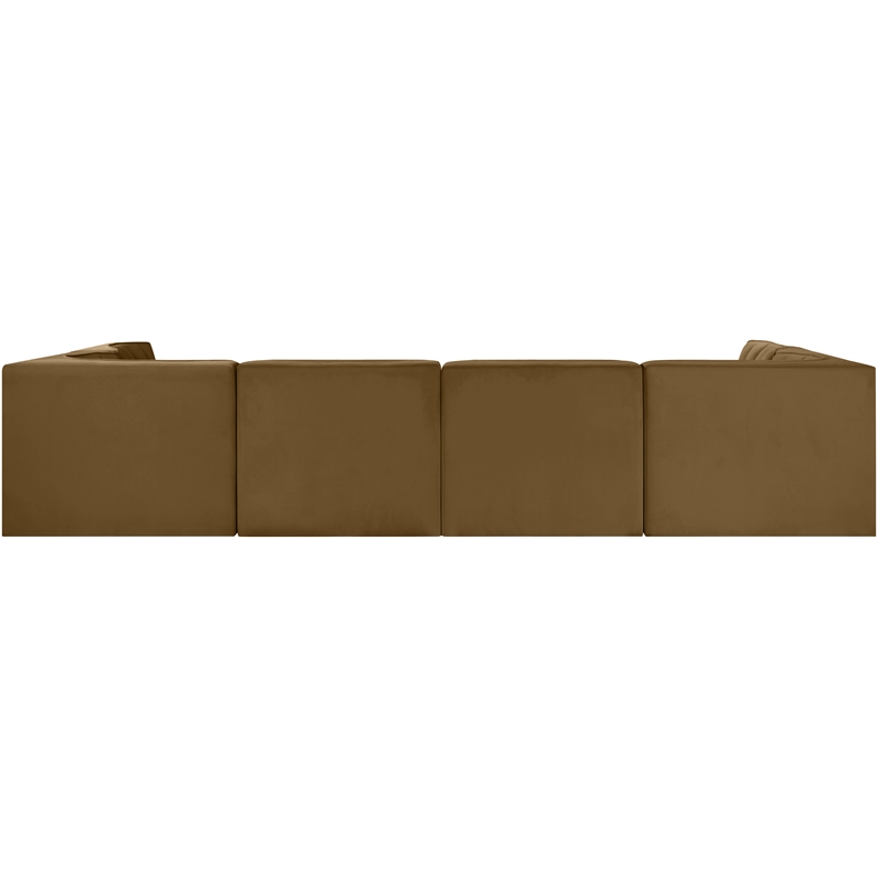 Meridian Furniture Rummi Saddle Velvet Performance Fabric 6pc. Modular Sectional