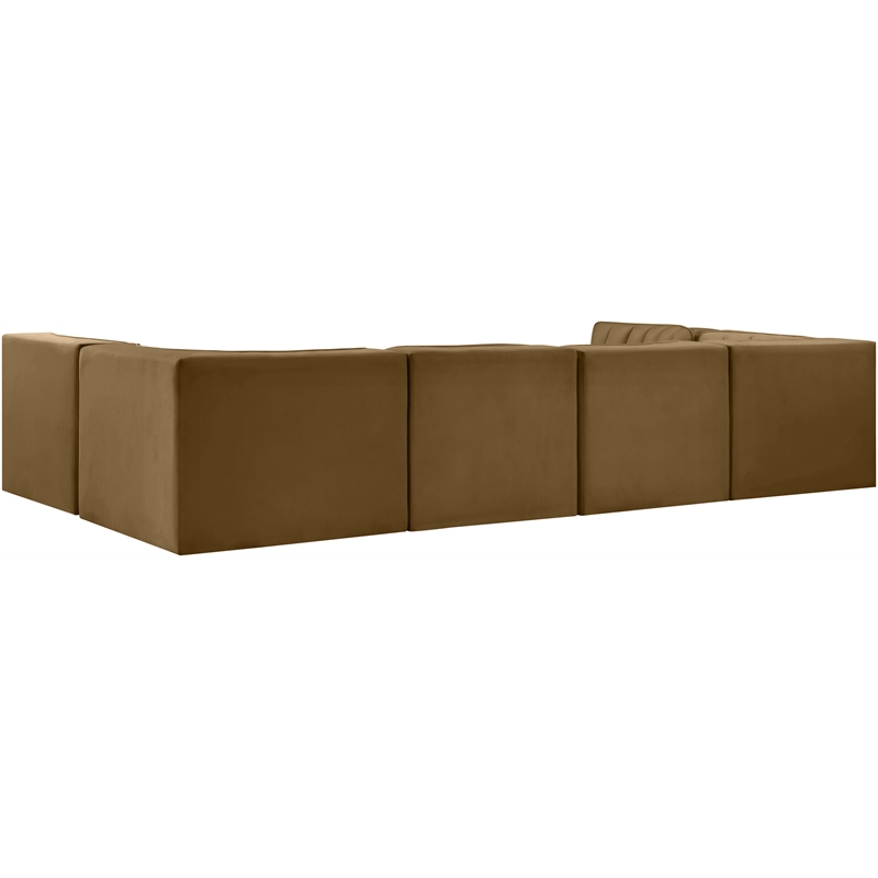 Meridian Furniture Rummi Saddle Velvet Performance Fabric 6pc. Modular Sectional