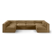 Meridian Furniture Rummi Saddle Velvet Performance Fabric 6pc. Modular Sectional