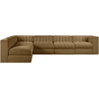 Meridian Furniture Rummi Saddle Velvet Performance Fabric 6pc. Modular Sectional