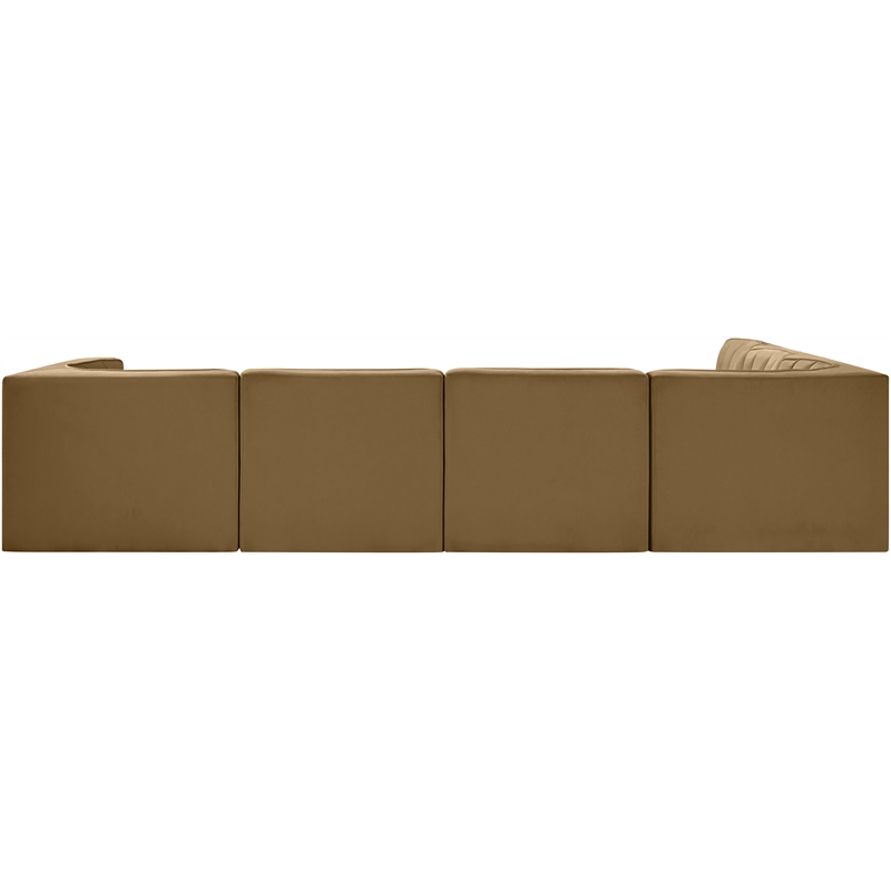 Meridian Furniture Rummi Saddle Velvet Performance Fabric 6pc. Modular Sectional