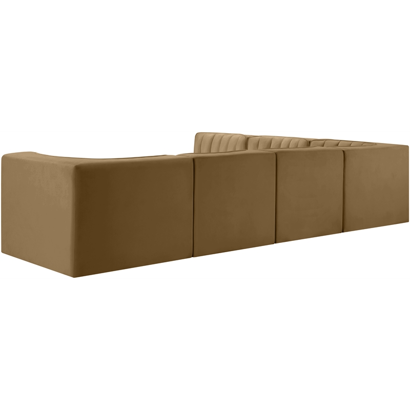 Meridian Furniture Rummi Saddle Velvet Performance Fabric 6pc. Modular Sectional