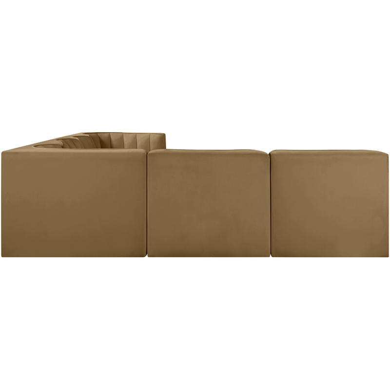 Meridian Furniture Rummi Saddle Velvet Performance Fabric 6pc. Modular Sectional