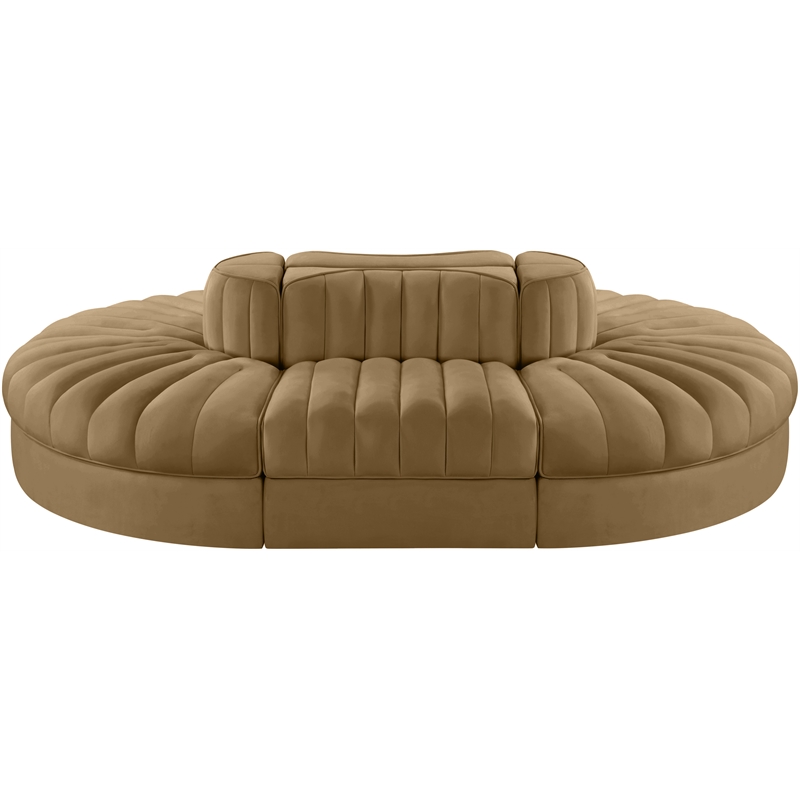 Meridian Furniture Rummi Saddle Velvet Performance Fabric 6pc. Modular Sectional