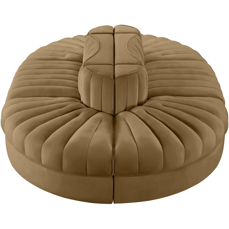 Meridian Furniture Rummi Saddle Velvet Performance Fabric 6pc. Modular Sectional