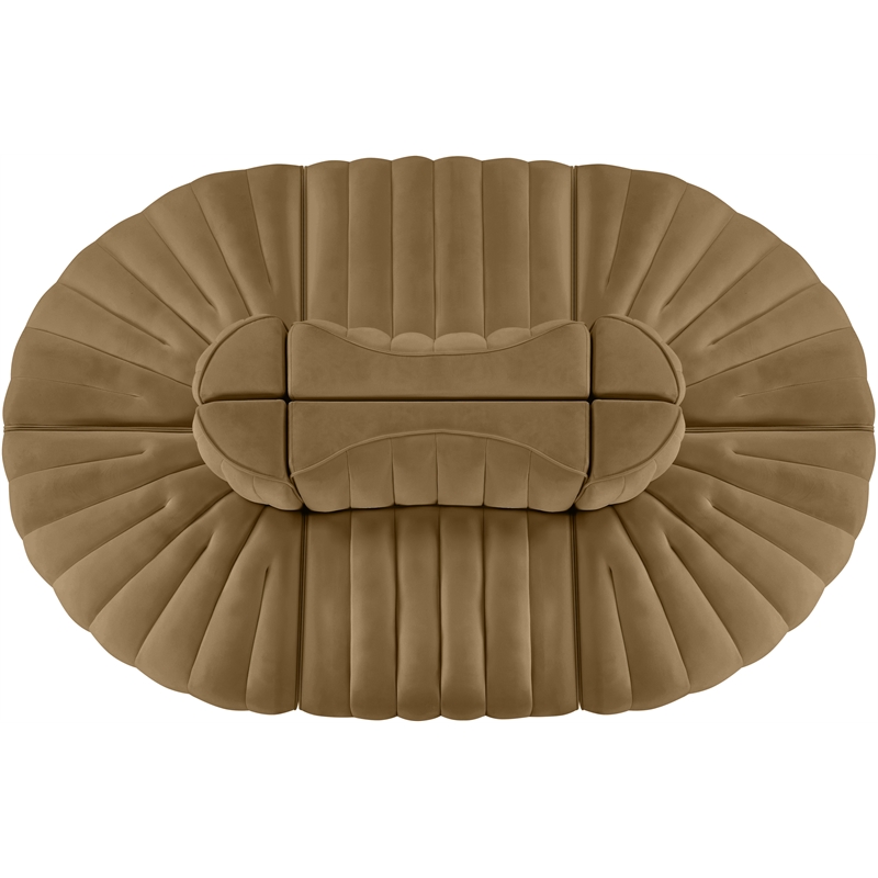 Meridian Furniture Rummi Saddle Velvet Performance Fabric 6pc. Modular Sectional