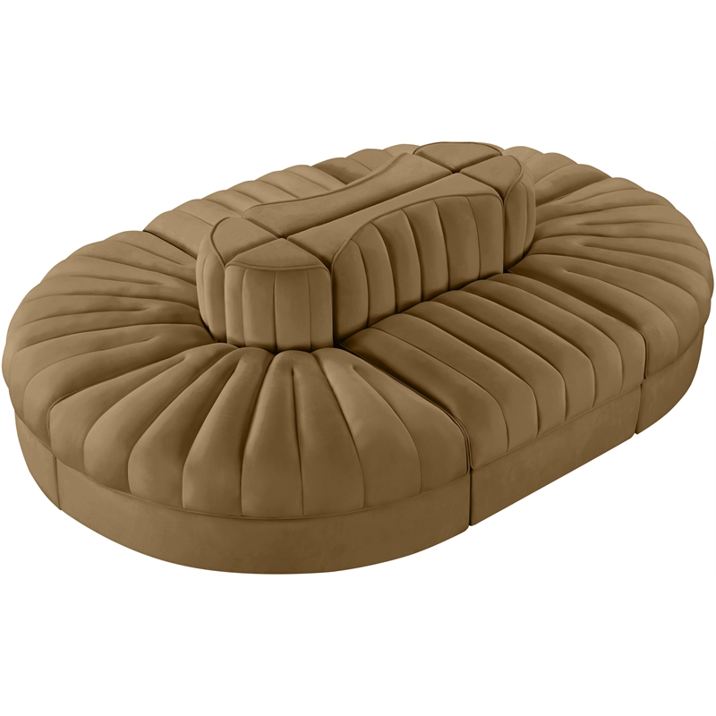 Meridian Furniture Rummi Saddle Velvet Performance Fabric 6pc. Modular Sectional