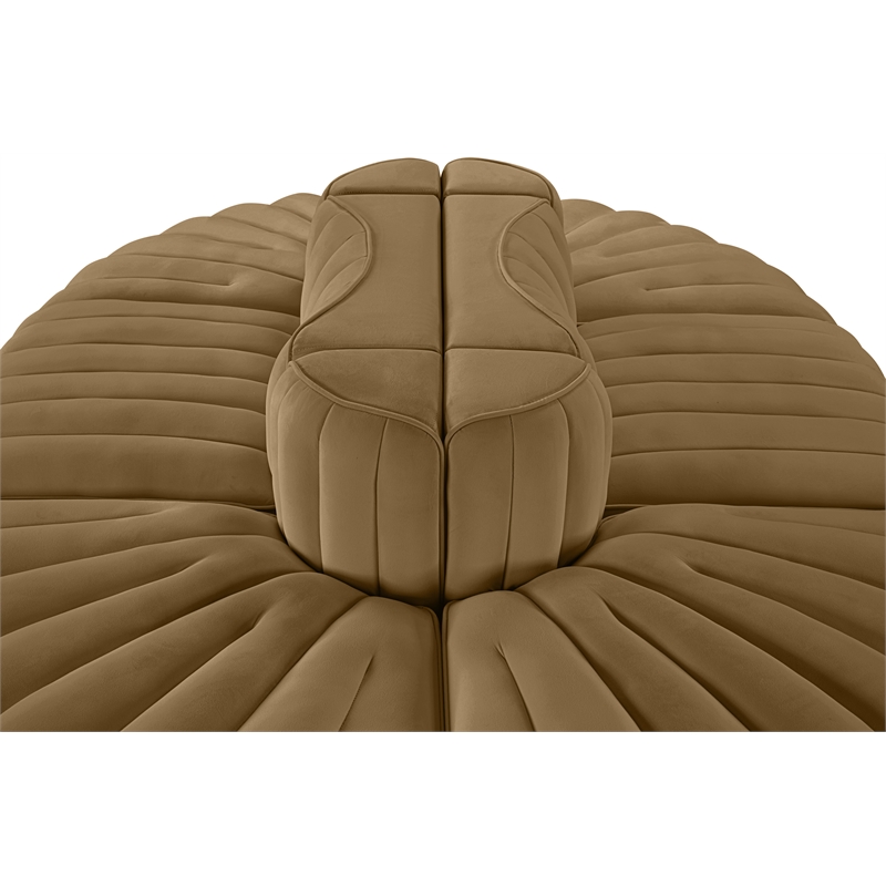 Meridian Furniture Rummi Saddle Velvet Performance Fabric 6pc. Modular Sectional