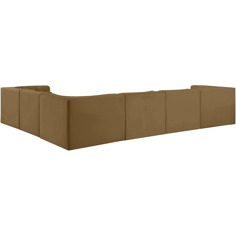 Meridian Furniture Rummi Saddle Velvet Performance Fabric 6pc. Modular Sectional