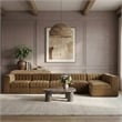 Meridian Furniture Rummi Saddle Velvet Performance Fabric 6pc. Modular Sectional