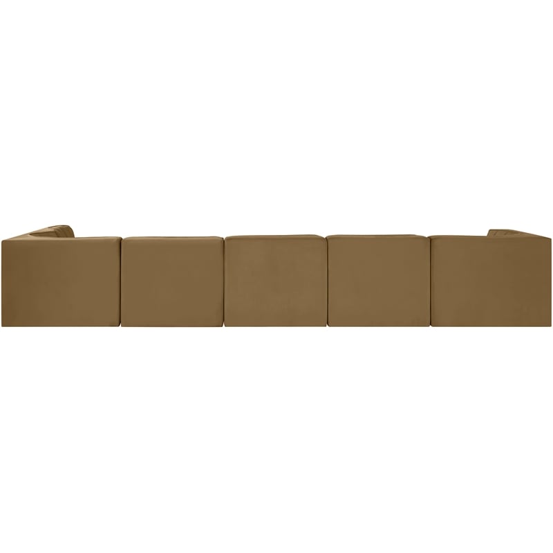 Meridian Furniture Rummi Saddle Velvet Performance Fabric 6pc. Modular Sectional