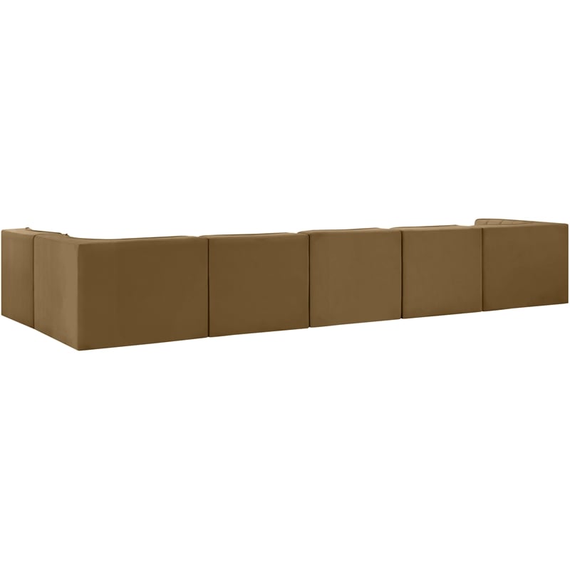 Meridian Furniture Rummi Saddle Velvet Performance Fabric 6pc. Modular Sectional